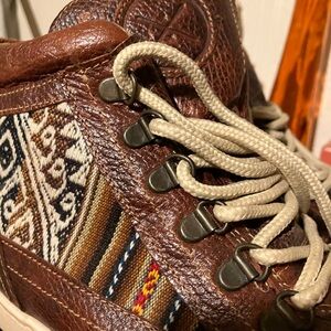 Inkkas Brown Leather Patterned Men's Or Women’s Boots w/Vintage Vibe